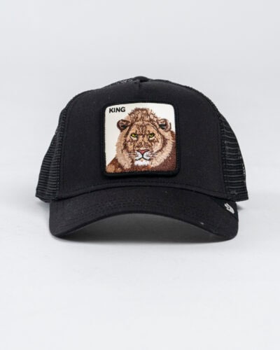 GOORIN BROS Cappellino nero con patch in pelle bianca stampa leone KING