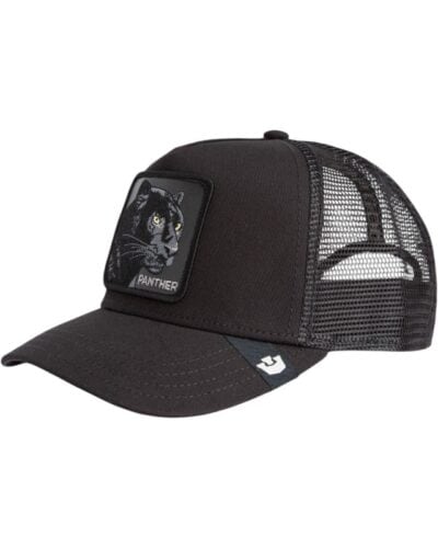 GOORIN BROS Cappellino nero con patch in pelle nera stampa pantera PANTHER