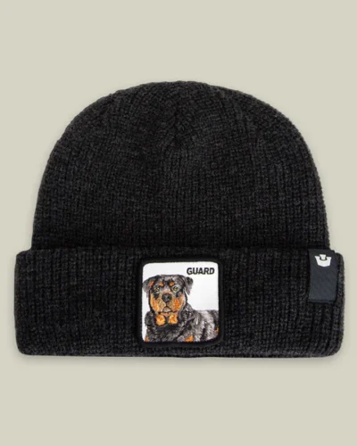 GOORIN BROS Cuffia con patch in pelle bianca stampa cane GUARD Nero