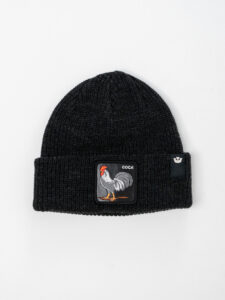 GOORIN BROS Cuffia con patch in pelle nera stampa gallo COCK Nero (2)