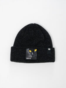GOORIN BROS Cuffia con patch in pelle nera stampa gatto MENACE Nero (2)