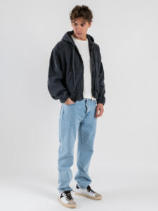 Giacchetta in jeans con elastico sul fondo e polsino 310 Grigio (4)