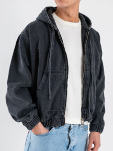 Giacchetta in jeans con elastico sul fondo e polsino 310 Grigio (5)