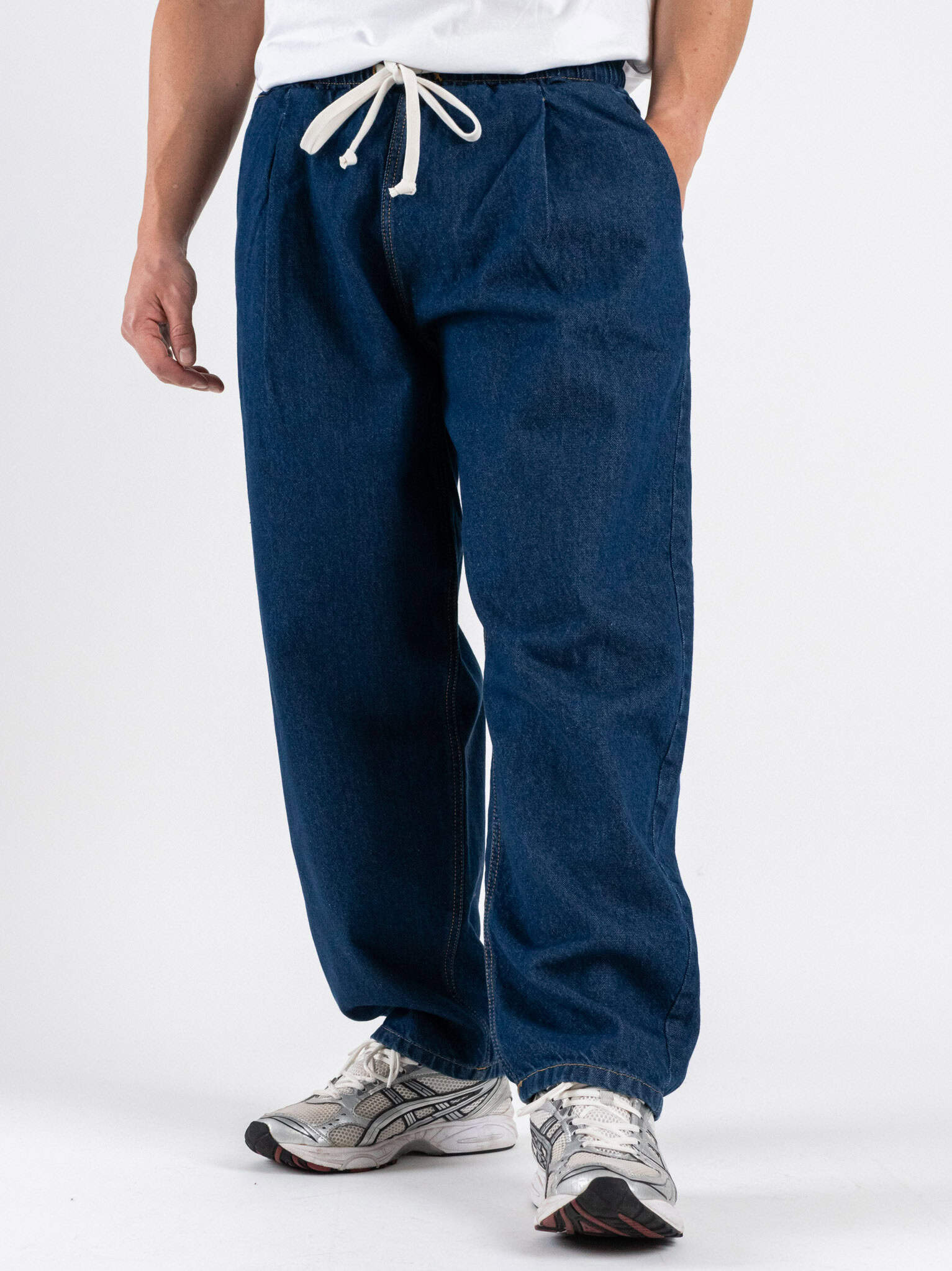 Jeans balloon liscio con coulisse in vita 2505 Blu Prezzo 36,99