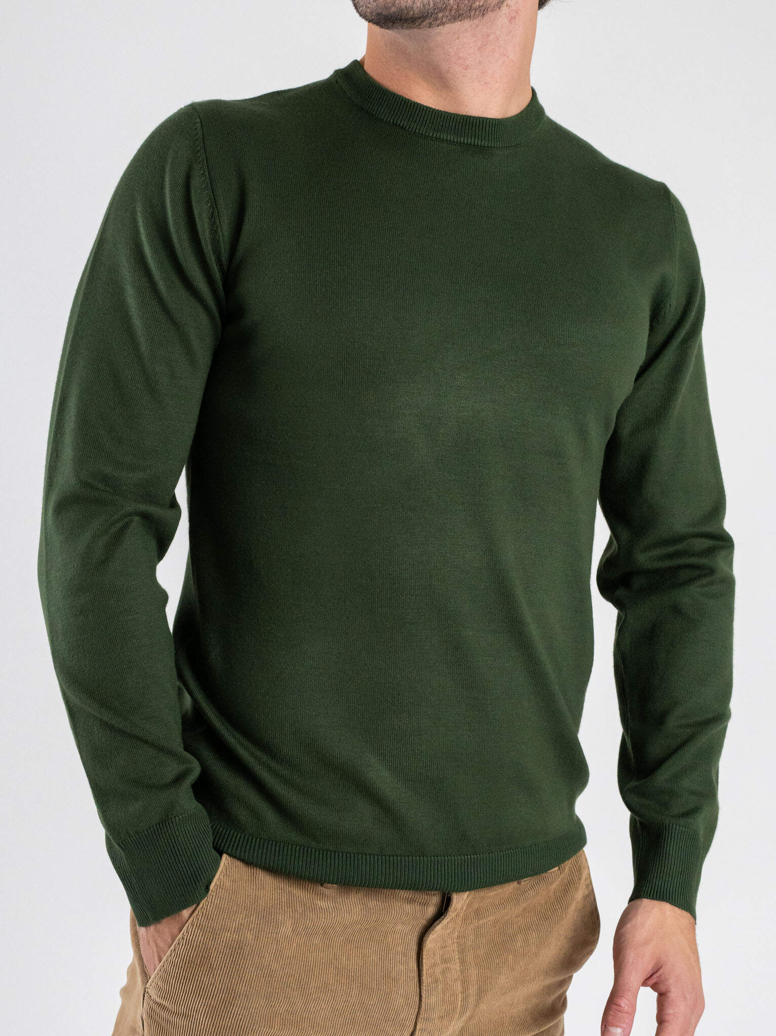 Maglione girocollo basico 866 Army Green