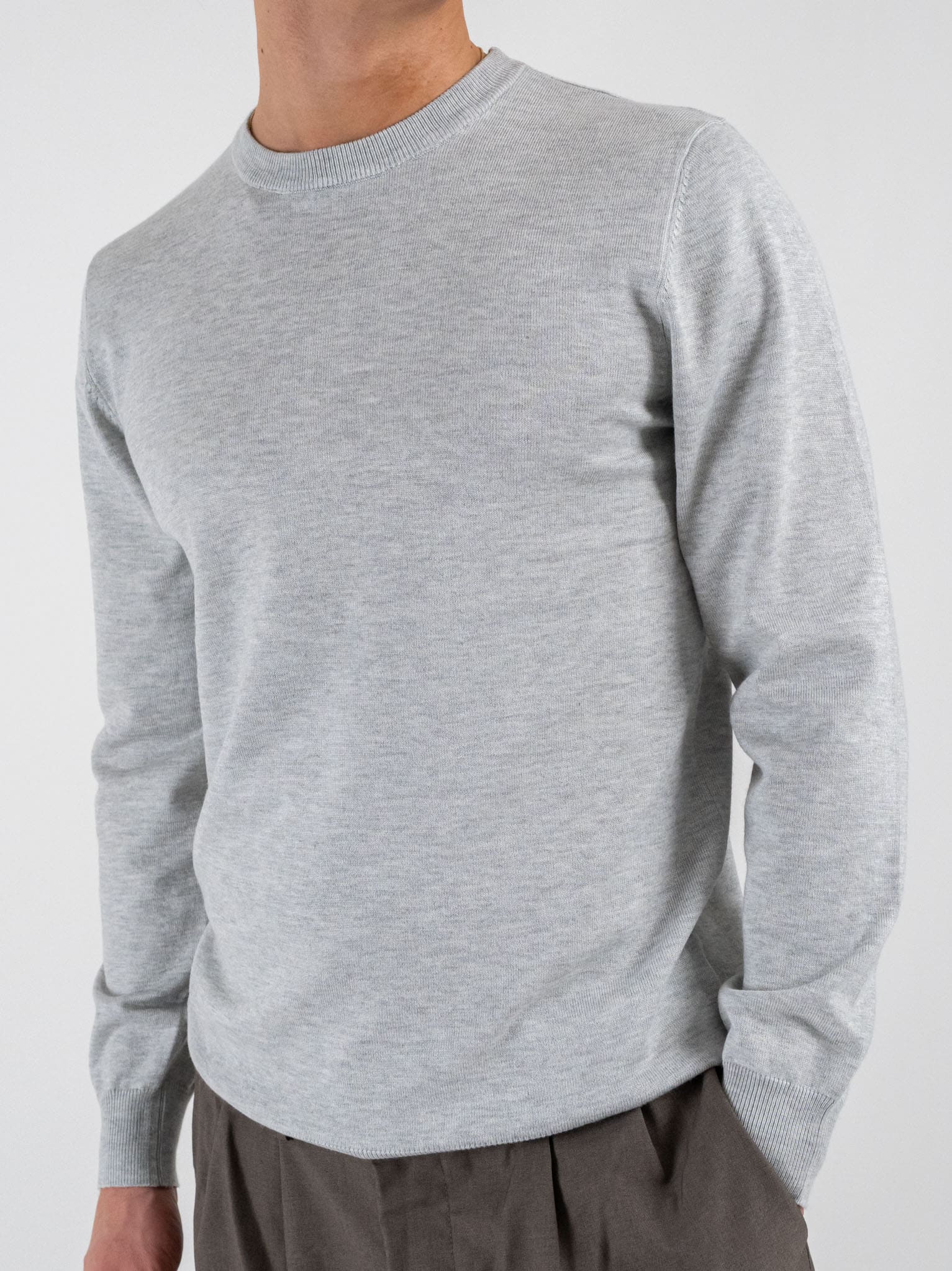 Maglione girocollo basico 866 Light Grey