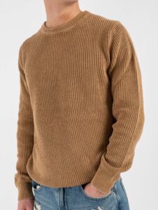 OVER-D Maglione girocollo a costine OE1F2WAM32 Cammello (5)