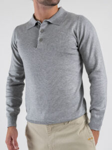 Polo a manica lunga con bottoni 01 Light Gray (5)