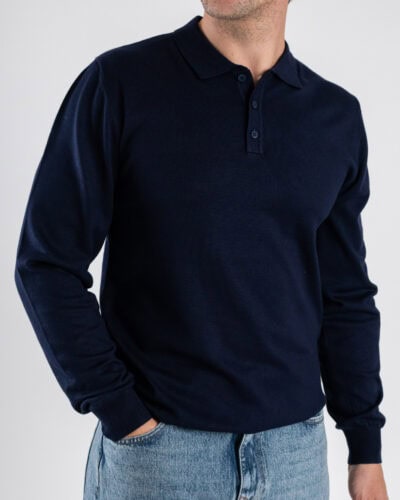 Polo a manica lunga con bottoni 888 Blu 1 Home