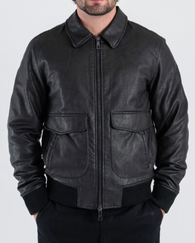 SEINSE Bomber in ecopelle foderato con collo a camicia GBI1101SS Nero 1 Home