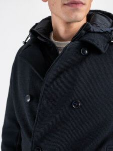 SEINSE Giubbino doppio petto imbottito con cappuccio removibile GBI1090SS Blu (4)