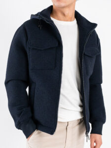 SEINSE Giubbino lana cotta imbottito con cappuccio removibile GBI1100SS Blu (3)