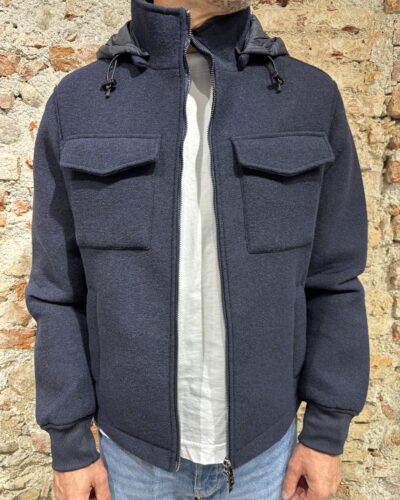 SEINSE Giubbino lana cotta imbottito con cappuccio removibile GBI1100SS Blu Home