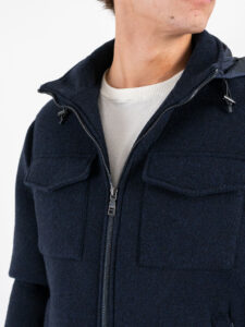 SEINSE Giubbino lana cotta imbottito con cappuccio removibile GBI1100SS Blu (6)