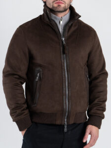 SEINSE Giubbino scamosciato con zip e collo alto GBI1077SS Moro (1)