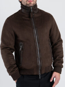 SEINSE Giubbino scamosciato con zip e collo alto GBI1077SS Moro (4)