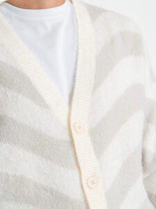 Cardigan con bottoni e greche 638 White:Silver Grey3