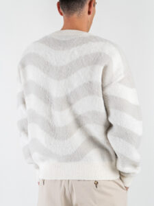 Cardigan con bottoni e greche 638 White:Silver Grey5