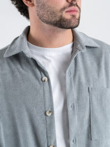 Coordinato in velluto a costine con camicia a manica lunga + pantalone over con coulisse 626 Grigio (4)