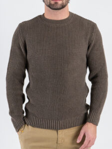 ESTASI Maglione girocollo costa inglese ALCARAZ Fango (3)