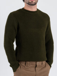 ESTASI Maglione girocollo costa inglese ALCARAZ Militare (1)