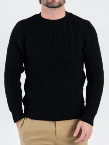 ESTASI Maglione girocollo costa inglese ALCARAZ Nero (1)