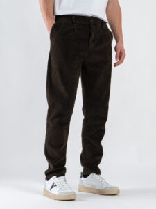 ESTASI Pantalone comodissimo in velluto a costine con pinces ed elastico in vita ZIDANE Testa di moro1