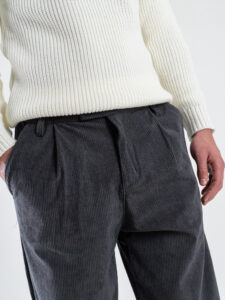 ESTASI Pantalone in velluto con gamba morbida ed elastico in vita SANE’ Asfalto4