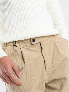 ESTASI Pantalone in velluto con gamba morbida ed elastico in vita SANE’ Beige3