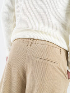 ESTASI Pantalone in velluto con gamba morbida ed elastico in vita SANE’ Beige4