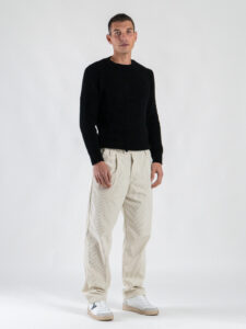 ESTASI Pantalone in velluto con gamba morbida ed elastico in vita SANE’ Panna6