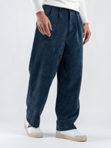 ESTASI Pantalone regular invernale in velluto con gamba larga ed elastico in vita YAMAL INV Blu1
