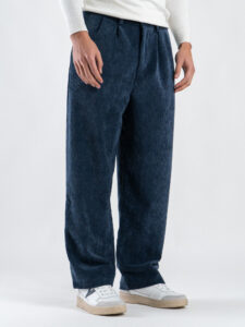 ESTASI Pantalone regular invernale in velluto con gamba larga ed elastico in vita YAMAL INV Blu5