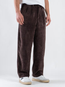 ESTASI Pantalone regular invernale in velluto con gamba larga ed elastico in vita YAMAL INV Cioccolato4