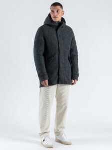 GIANNI LUPO Cappotto regular misto lana con imbottitura e cappuccio removibile GL362R Black (2)