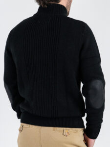 GIANNI LUPO Cardigan con tasche, zip e toppe sulle maniche GL35253 Black (1)