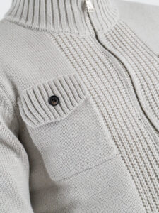 GIANNI LUPO Cardigan con tasche, zip e toppe sulle maniche GL35253 Ice (7)