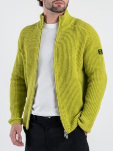 GIANNI LUPO Cardigan con zip e toppe sulle maniche GL35241 Acido (2)