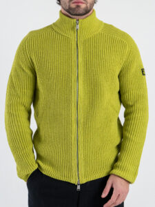 GIANNI LUPO Cardigan con zip e toppe sulle maniche GL35241 Acido (4)