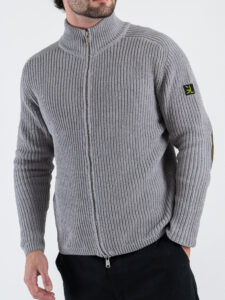 GIANNI LUPO Cardigan con zip e toppe sulle maniche GL35241 Light Gray (4)