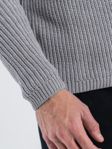 GIANNI LUPO Cardigan con zip e toppe sulle maniche GL35241 Light Gray (7)