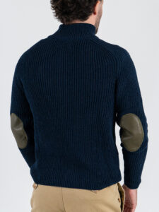 GIANNI LUPO Cardigan con zip e toppe sulle maniche GL35241 Navy (1)