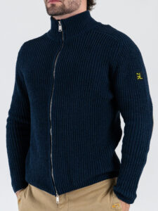 GIANNI LUPO Cardigan con zip e toppe sulle maniche GL35241 Navy (2)