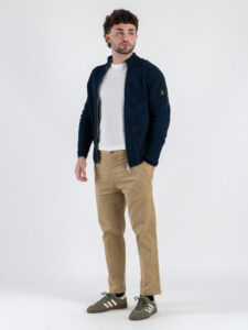 GIANNI LUPO Cardigan con zip e toppe sulle maniche GL35241 Navy (3)