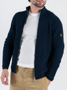 GIANNI LUPO Cardigan con zip e toppe sulle maniche GL35241 Navy (4)