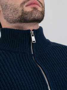 GIANNI LUPO Cardigan con zip e toppe sulle maniche GL35241 Navy (7)