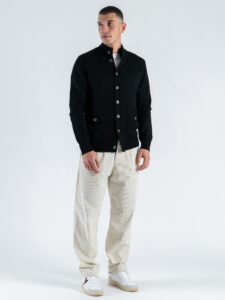 GIANNI LUPO Cardigan regular misto lana con bottoni e tasche frontali GL35079 Black (2)