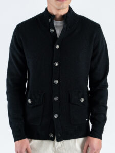 GIANNI LUPO Cardigan regular misto lana con bottoni e tasche frontali GL35079 Black (3)