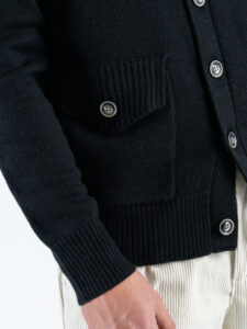 GIANNI LUPO Cardigan regular misto lana con bottoni e tasche frontali GL35079 Black (5)