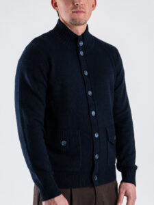 GIANNI LUPO Cardigan regular misto lana con bottoni e tasche frontali GL35079 Navy (1)